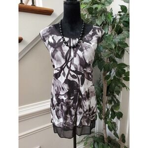 Simply Vera Vera wang Womens White Black Floral Sleeveless Top Blouse Size 1X
